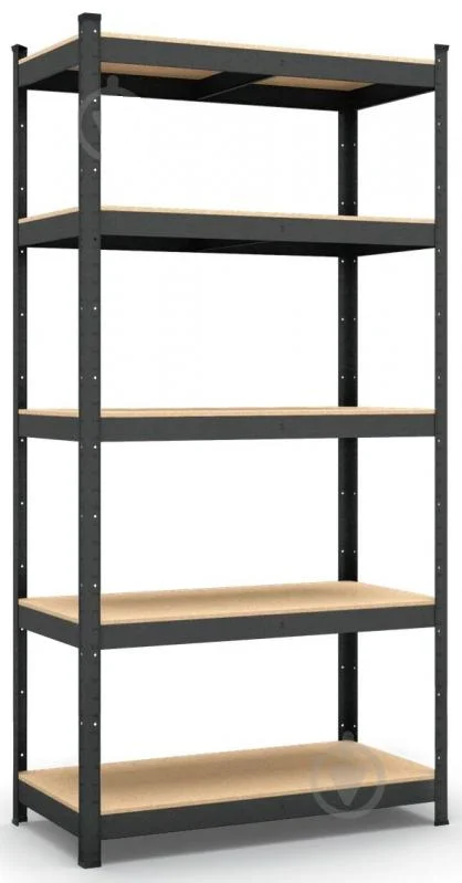 Стелаж 2000x1000x400 мм Меткас Бюджет антрацит МДФ полиці 5 шт. фарбований (40504680)